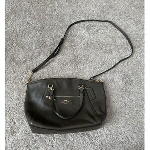 Coach Prairie Satchel 2Way Shoulder Bag Handbag Olive Green Pebbled Leather